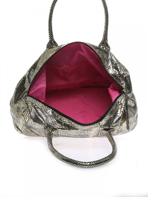 Product Title: Cosmic Radiance Gift Bag
Brand: Britney Spears
Color: Golden/Black
Material: Polyester/Leather/Textile
Handbag Type: Clutches
